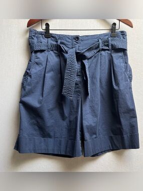 Raffaello Rossi Lillit Navy High Rise Belted Pleated Shorts Size 40 (US 8/10)